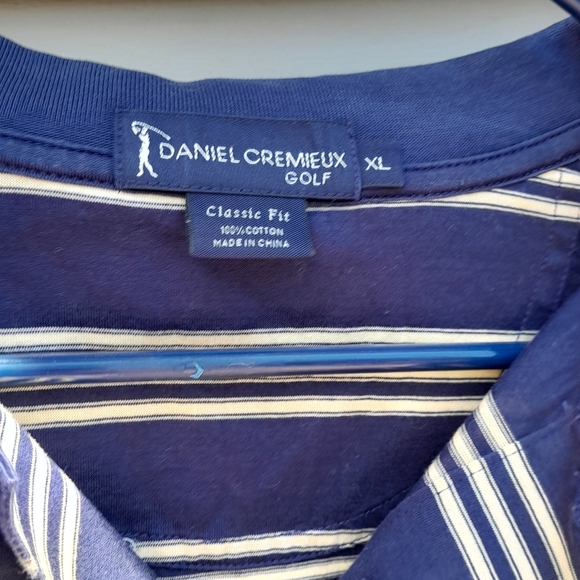 Daniel Cremieux Mens Navy Blue White Striped Polo Shirt XL - Picture 2 of 6